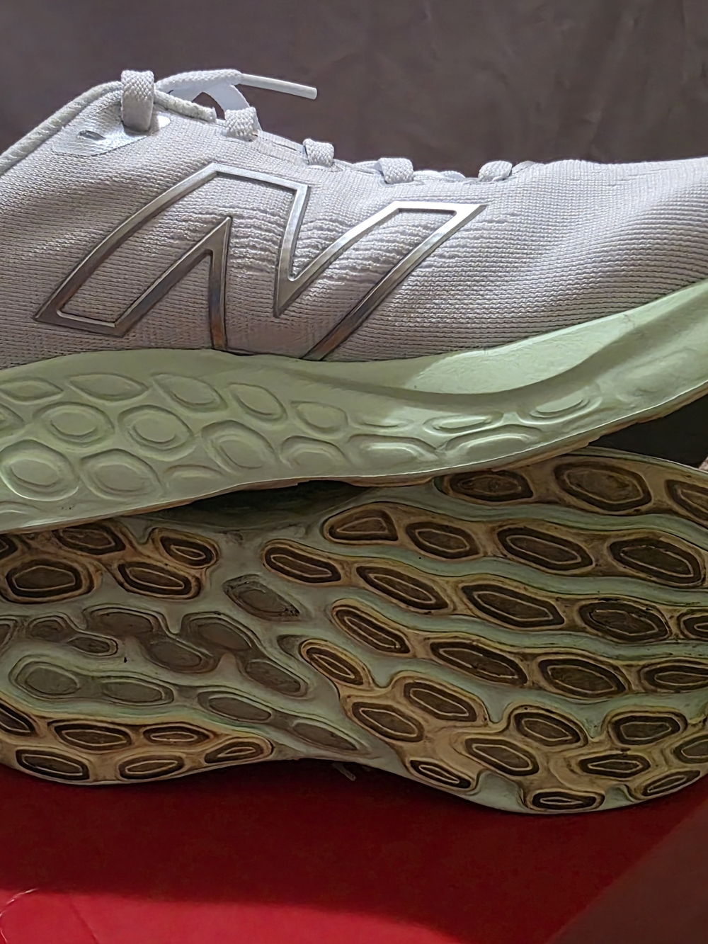 New Balance White Running Sneakers with Mint Green Midsole